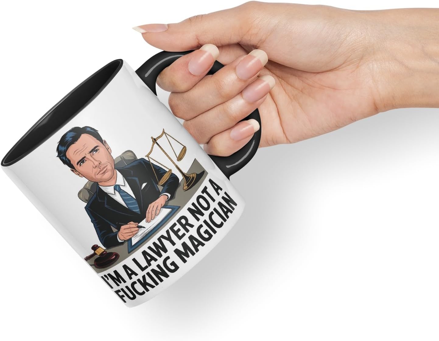 Vixar I’m a Lawyer, Not a F*cking Magician – Coloured Ceramic Mug Cup Gift, 11oz (Black)
