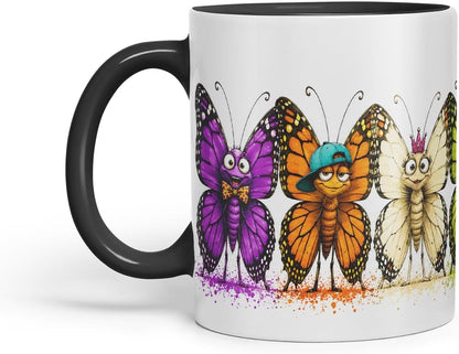 Butterfly Mug – Cute Butterfly Coloured Ceramic Mug Cup Gift, 11oz (Black)