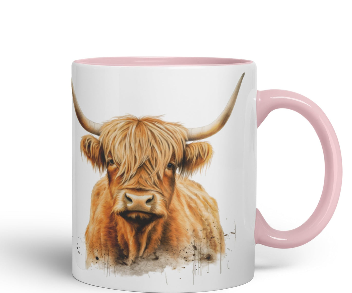 Vixar Highland Cow Scottish Farm Animals Watercolour Art Coloured 330 ml Mug Cup Gift Birthday Work Office Tea Coffee (hc5)