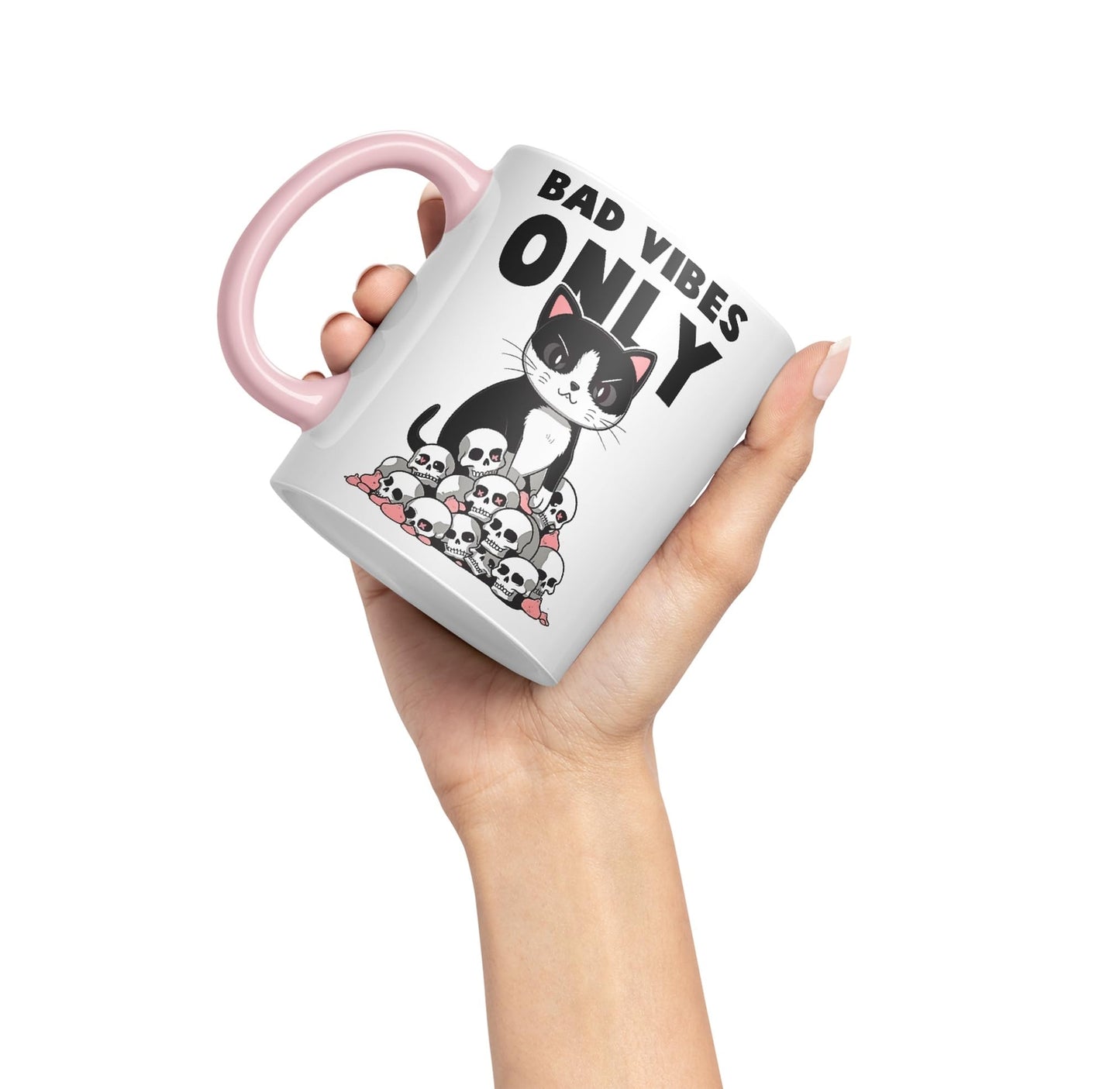 Bad Vibes Cats Sarcastic Joke Ceramic Coloured Mug Cup for Tea Coffee Hot Brew 330ml 11oz