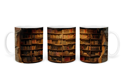 Vixar Book Wall Mug Ceramic Mug Cup Gift for Reading Lovers, 10oz V1