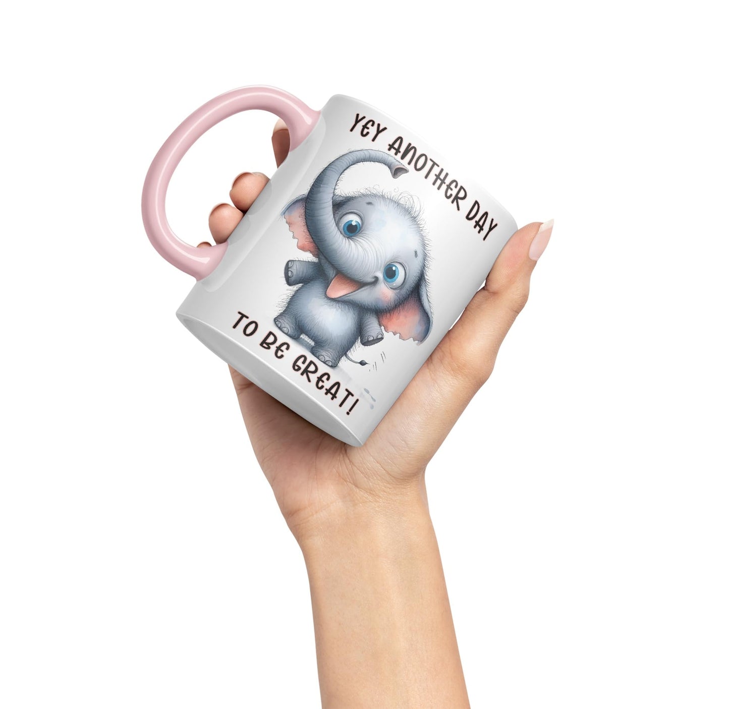 Hey Another Day to be Great Elephant, Joke sarkasm Sarcastic Ceramic Coloured Mug Cup for Tea Coffee Hot Brew 330ml 11Oz Gift