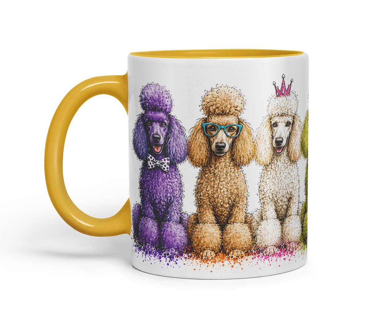 Vixar Poodle Dog Mug – Cute Poodle Dog Coloured Ceramic Mug Cup Gift, 11oz (Black)
