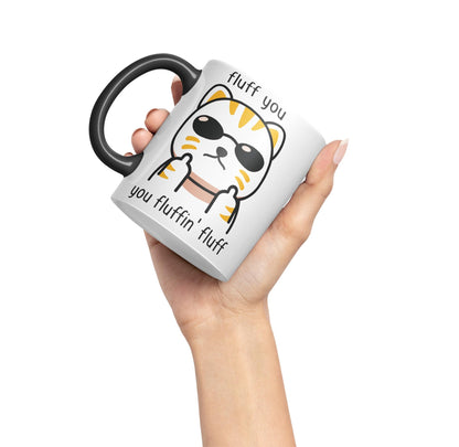Vixar Fluff You Cat Joke Adult Ceramic Mug Coloured Mug Cup Gift Tea Coffee Christmas Office Home
