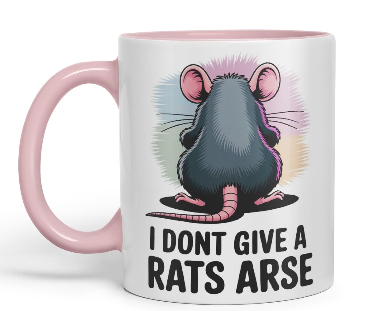 Vixar I Don’t Give a Rat’s Arse – Coloured Ceramic Mug Cup Gift, 11oz (Black)