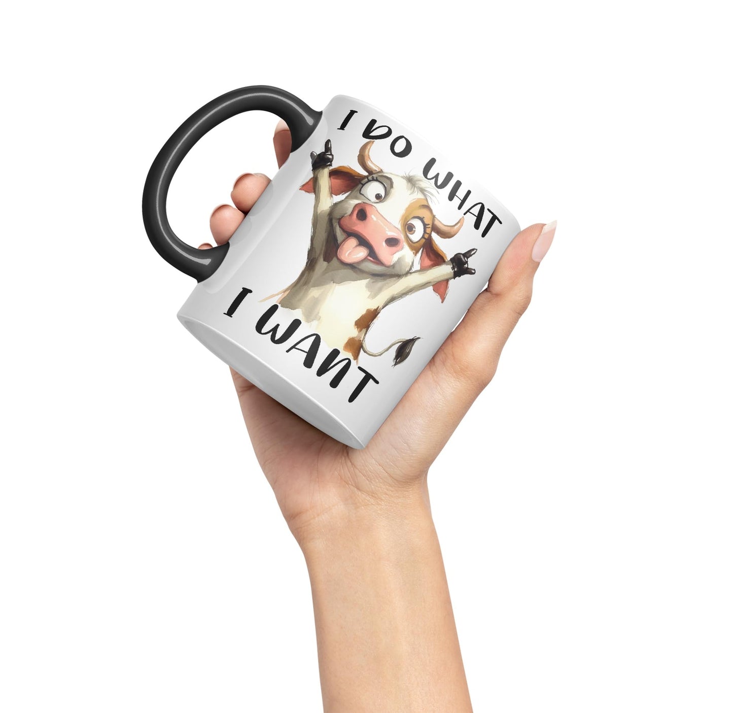 I Do What, I Want Cow Joke sarkasm Sarcastic Ceramic Coloured Mug Cup for Tea Coffee Hot Brew 330ml 11Oz Gift