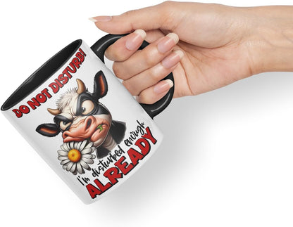 Vixar Do Not Disturb – I’m Disturbed Enough Already Coloured Ceramic Mug Cup 11oz Funny Sarcastic Gift (Black)