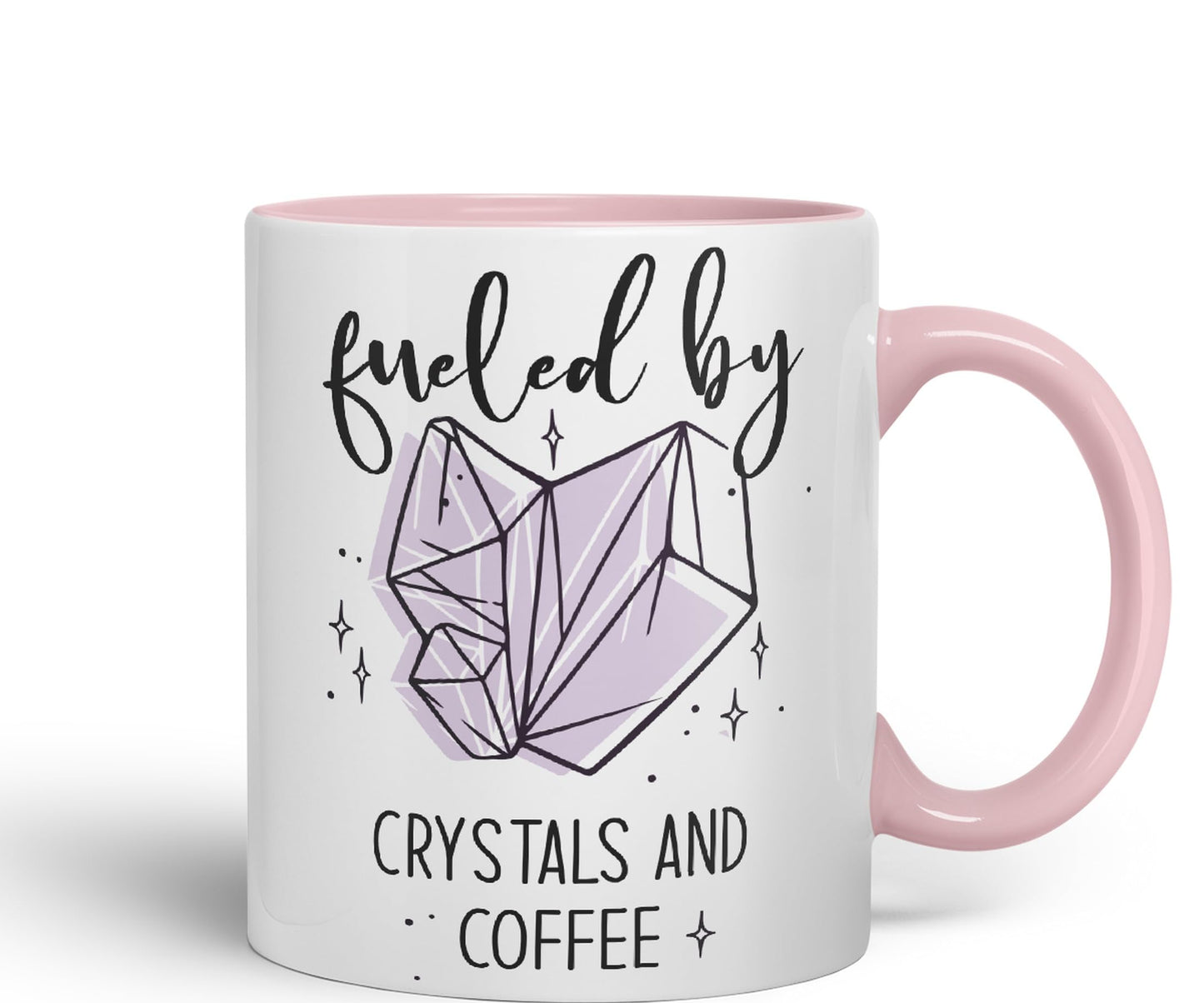 Fueled by Crystals Sugar and Coffee Sarcastic Joke Ceramic Coloured Mug Cup for Tea Coffee Hot Brew 330ml 11Oz