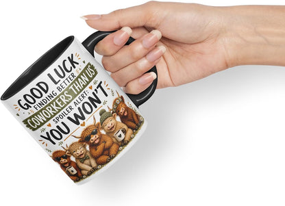 Vixar Good Luck Finding Better Coworkers Than Us Mug – Funny Coworker Leaving Colleague Goodbye Gift, 11oz (Black)