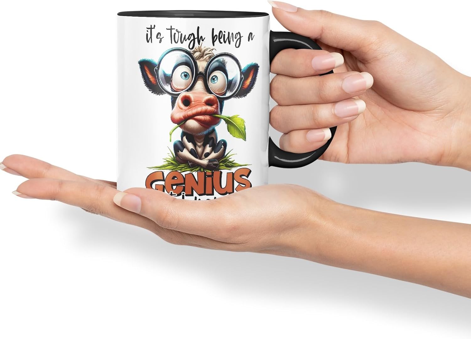 Vixar It’s Tough Being a Genius – But I Manage Coloured Ceramic Mug Cup 11oz Funny Sarcastic Gift (Black)