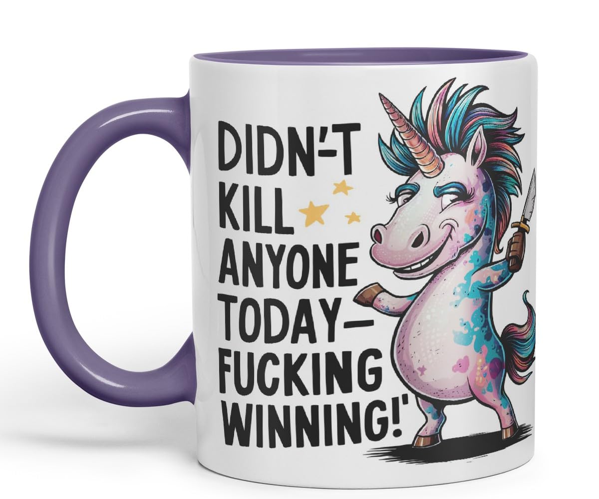 Vixar Didn’t *** Anyone Today – Winning (Unicorn) – Coloured Ceramic Mug Cup Gift, 11oz (Black)