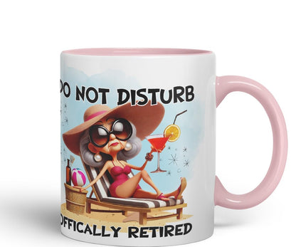Vixar Do Not Disturb Officially Retired Woman Mug – Coloured Ceramic Mug Cup Gift, 11oz (Black)