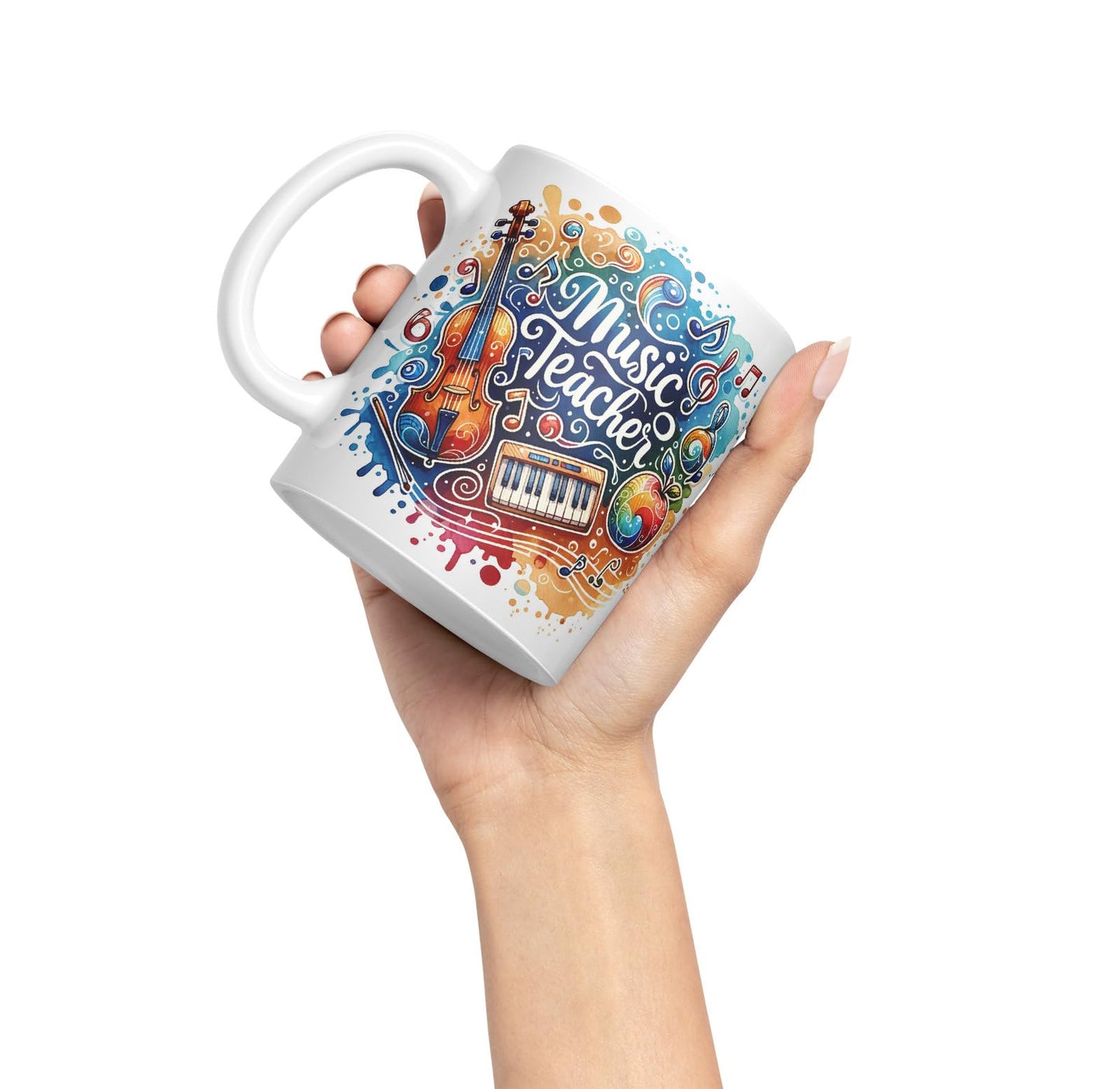Vixar Music Teacher Mug Thank You, End of School Gift Ceramic Coloured Mug Cup for Tea Coffee Hot Brew 330ml 11Oz Gift