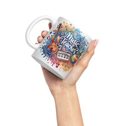 Vixar Music Teacher Mug Thank You, End of School Gift Ceramic Coloured Mug Cup for Tea Coffee Hot Brew 330ml 11Oz Gift