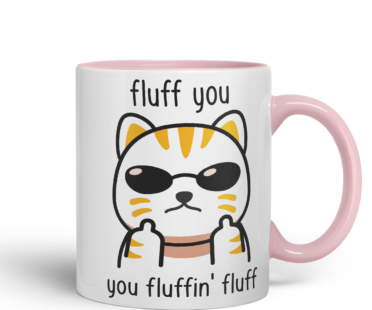 Vixar Fluff You Cat Joke Adult Ceramic Mug Coloured Mug Cup Gift Tea Coffee Christmas Office Home