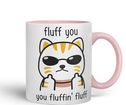 Vixar Fluff You Cat Joke Adult Ceramic Mug Coloured Mug Cup Gift Tea Coffee Christmas Office Home