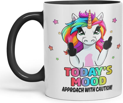 Vixar Today’s Mood: Magical – Funny Unicorn Coloured Mug Cup 11oz (Black)
