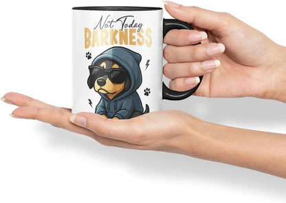 Vixar Not Today, Barkness Dachshund Dog Mug – Coloured Ceramic Mug Cup Gift, 11oz (Black)