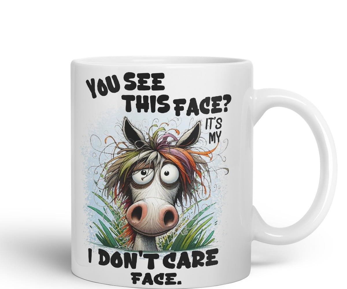 Vixar You See This Face It’s My I Don’t Care Face Funny Highland Cow Coloured Mug Cup 11oz (Black)