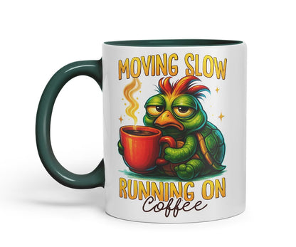 Vixar Moving Slow Running On Coffee Funny Turtle Mug – Coloured Ceramic Mug Cup Gift, 11oz (Black)