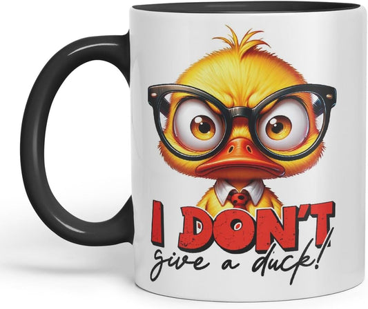 Vixar I Don’t Give a Duck! Coloured Ceramic Mug Cup 11oz Funny Sarcastic Gift (Black)