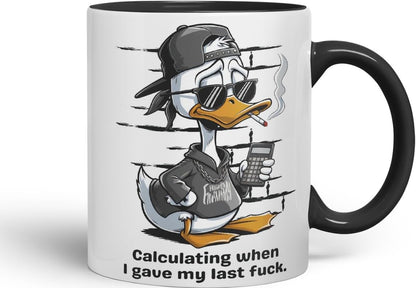 Vixar Calculating When I Gave My Last F*** Duck Mug – Coloured Ceramic Mug Cup Gift, 11oz (Black)