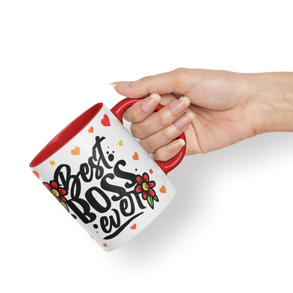 Vixar Best Boss Ever Joke Coloured Ceramic Mug Cup Gift 330ml 11oz Work Office Tea Coffee