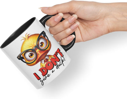 Vixar I Don’t Give a Duck! Coloured Ceramic Mug Cup 11oz Funny Sarcastic Gift (Black)