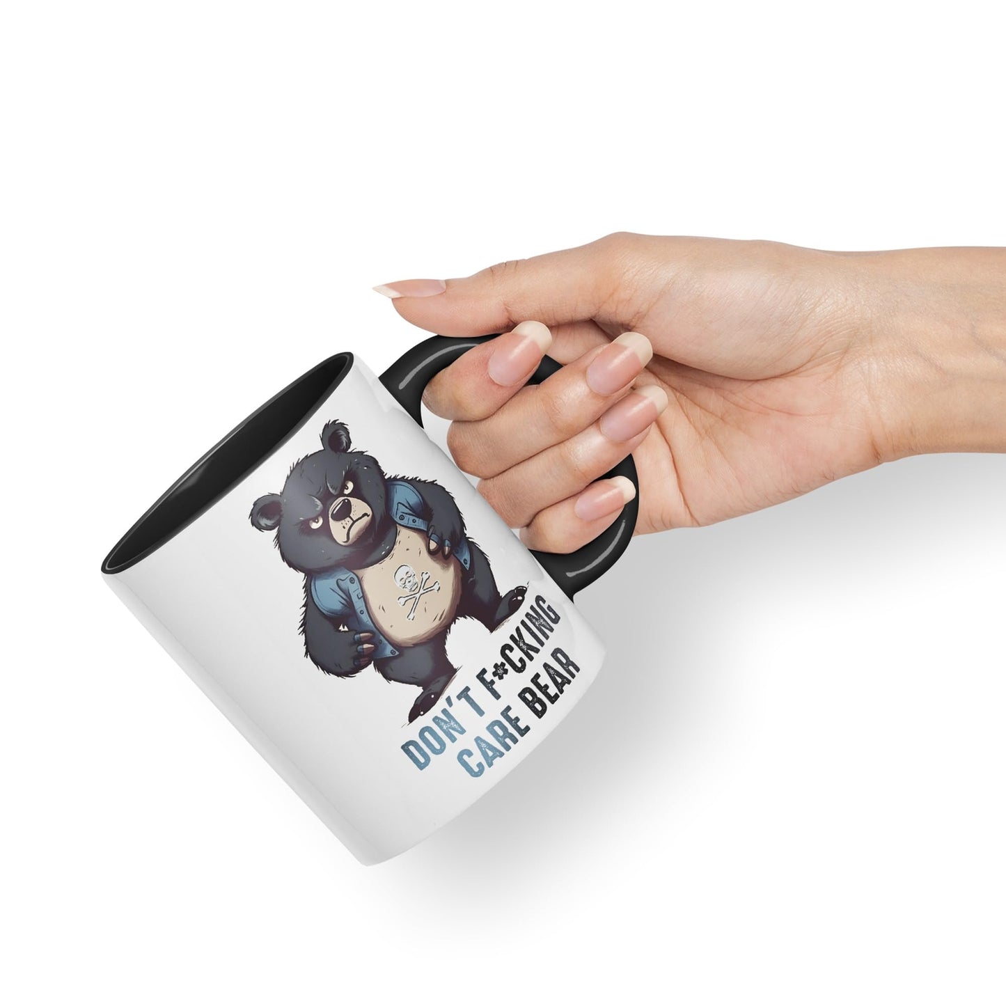 Vixar Don't F**g Care Bear Sarcastic Joke Ceramic Coloured Mug Cup for Tea Coffee Hot Brew 330ml 11Oz