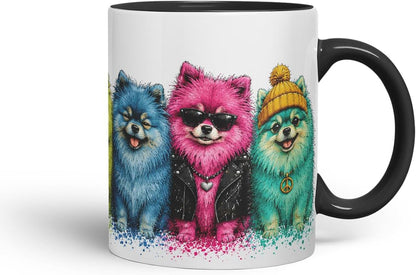 Vixar Pomeranian Dog Mug – Cute Pomeranian Dog Coloured Ceramic Mug Cup Gift, 11oz (Black)