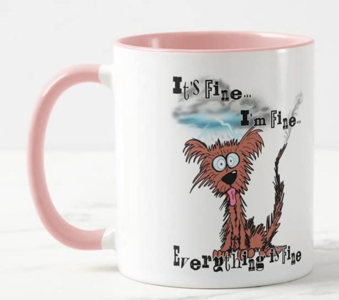 Vixar Its Fine I'm Fine Everything is fine Dog Joke Coloured Mug Cup Gift Birthday Work Office Christmas Tea Coffee