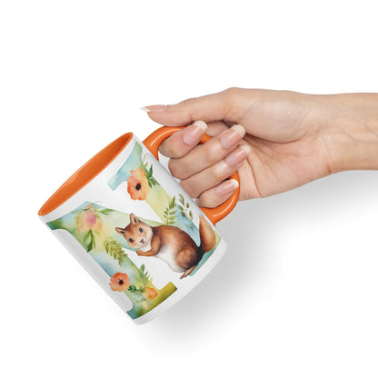 Letter N mug, Animals Alphabet Letter N Monogram animal for kids Ceramic Coloured Mug Cup for Tea Coffee Hot brew 330ml 11Oz Gift