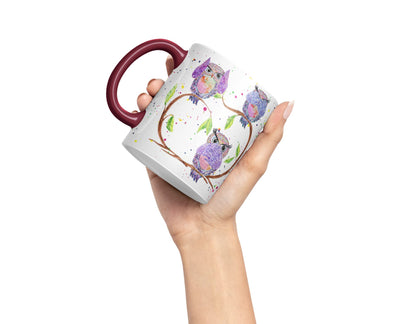 Vixar Owl Owls See Hear Speak no Evil Bird Animals Watercolour Art Coloured Mug Cup Gift Birthday Work Office Tea Coffee