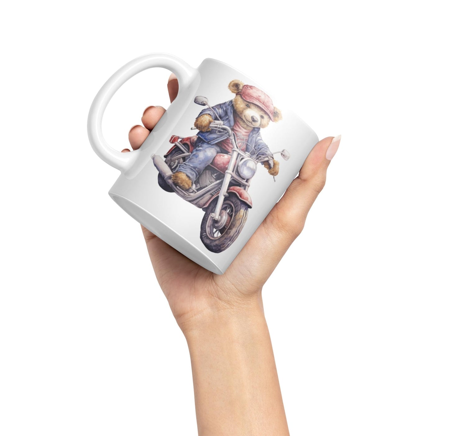 Vixar Teddy Bear Biker Motorbike Ceramic Mug Coloured Mug Cup Gift Birthday Work Office Tea Coffee