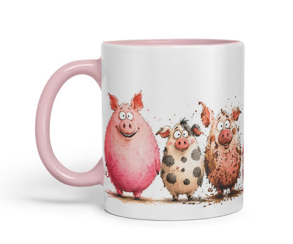Vixar Funny Pig Mug – Cute Pig Coloured Ceramic Mug Cup Gift, 11oz (Black)