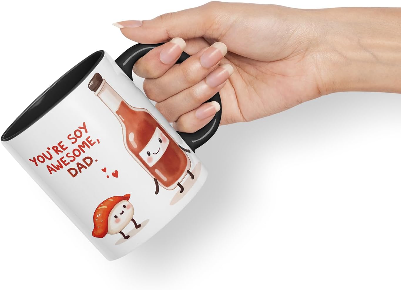 Vixar You're Soy Awesome Dad Funny Sushi Soy Sauce Father's Day Mug – Coloured Mug Cup Gift, 11oz (Black)