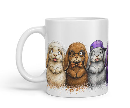 Vixar Lop Rabbit Mug – Cute Bunny Rabbit Coloured Ceramic Mug Cup Gift, 11oz (Black)