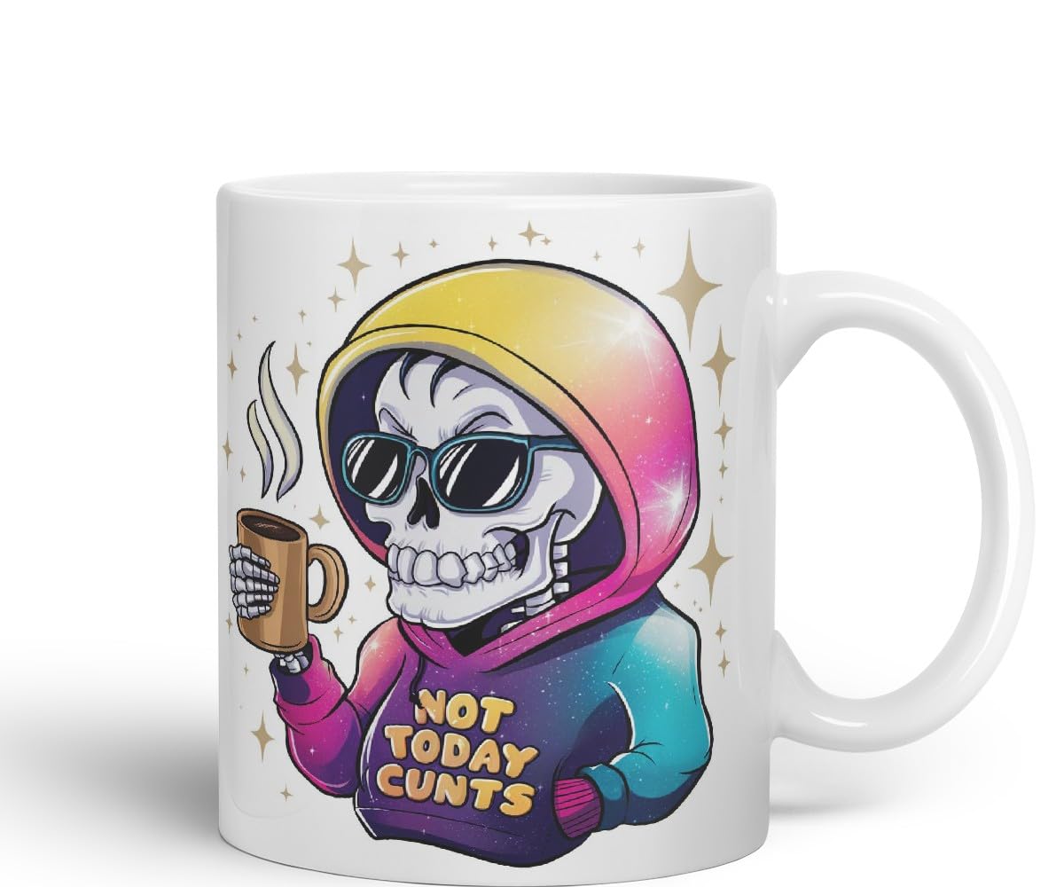 Vixar Not Today C** Sarcastic Coloured Ceramic Mug Cup Gift, 11oz (Black)