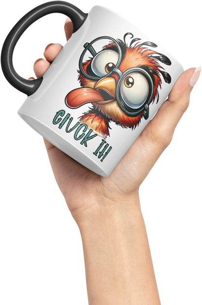 Vixar Cluck It! Coloured Ceramic Mug Cup 11oz Funny Sarcastic Gift (Black)