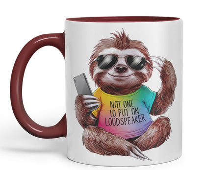 Vixar Not One to Put on Loudspeaker – Coloured Ceramic Mug Cup Gift, 11oz (Black)