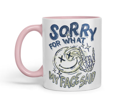 Vixar Sorry for What My Face Said Mug – Coloured Ceramic Mug Cup Gift, 11oz (Black)