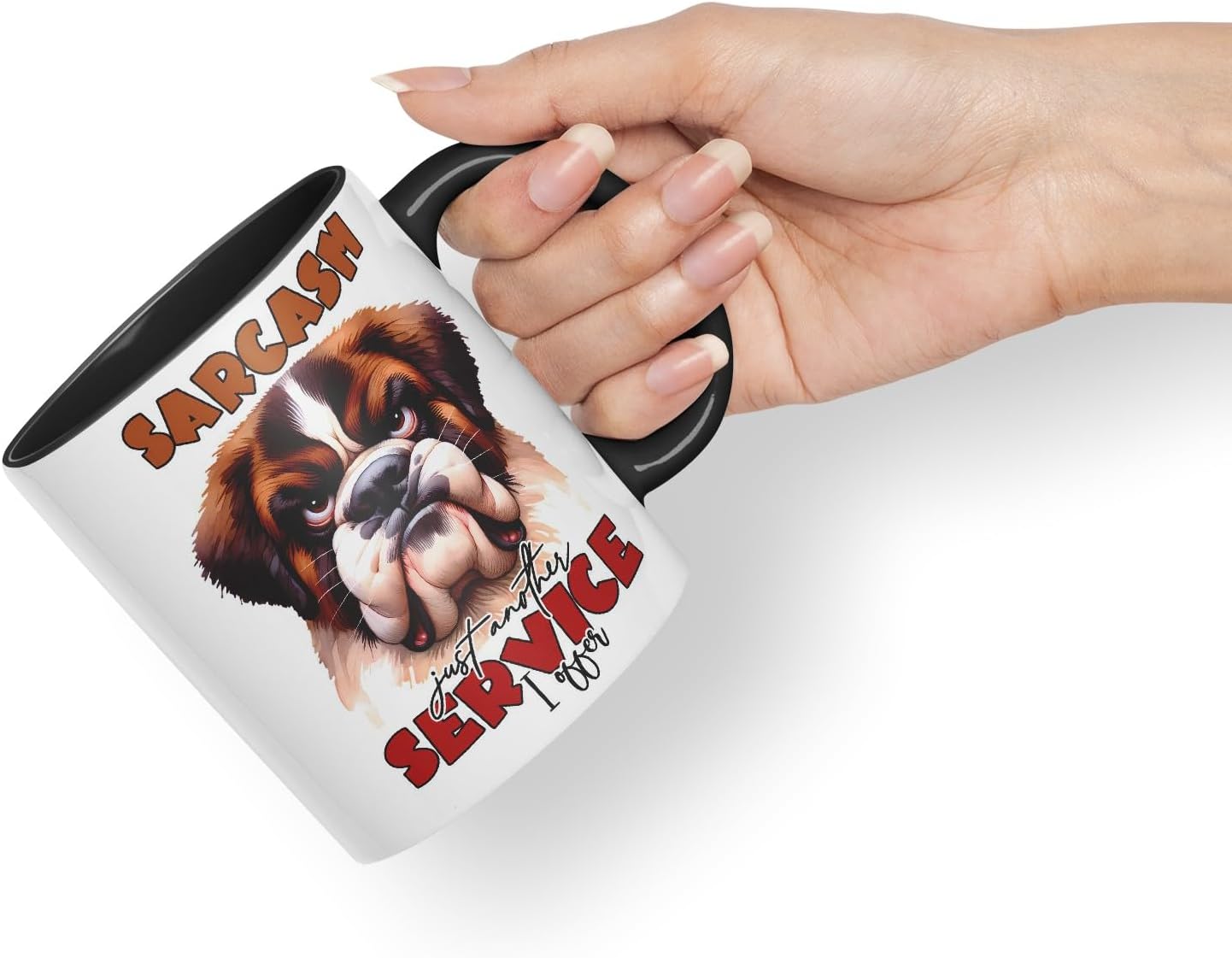 Vixar Sarcasm: Just Another Service I Offer Dog Coloured Ceramic Mug Cup 11oz Funny Sarcastic Gift (Black)