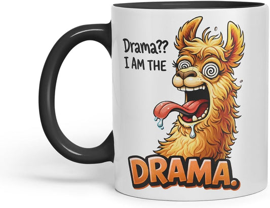 Vixar Drama I Am The Drama Llama Coloured Ceramic Mug Cup Gift, 11oz (Black)