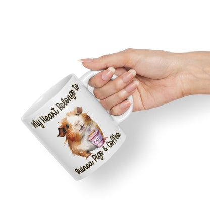 My Heart Belongs to Guine Pig & Coffee, Joke sarkasm Sarcastic Ceramic Coloured Mug Cup for Tea Coffee Hot Brew 330ml 11Oz Gift