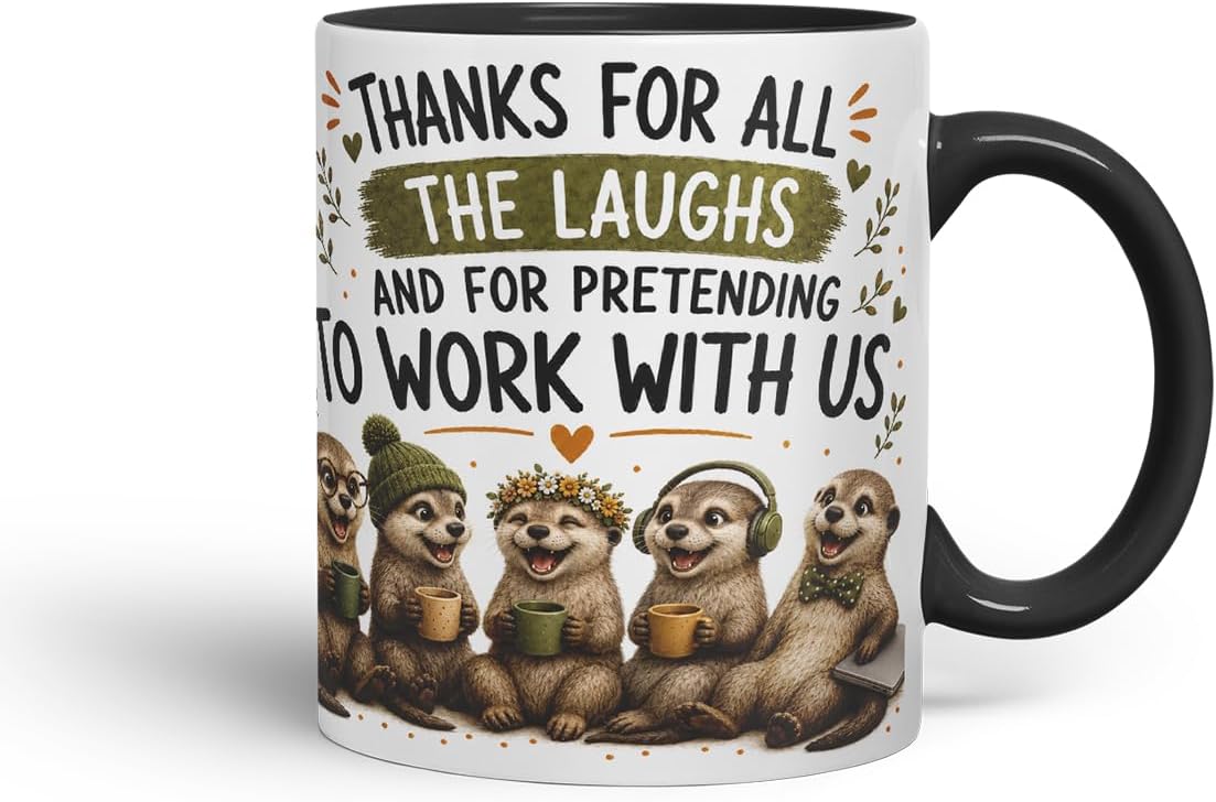 Vixar Thanks for All the Laughs Mug – Funny Coworker Leaving Colleague Goodbye Gift, 11oz (Black)