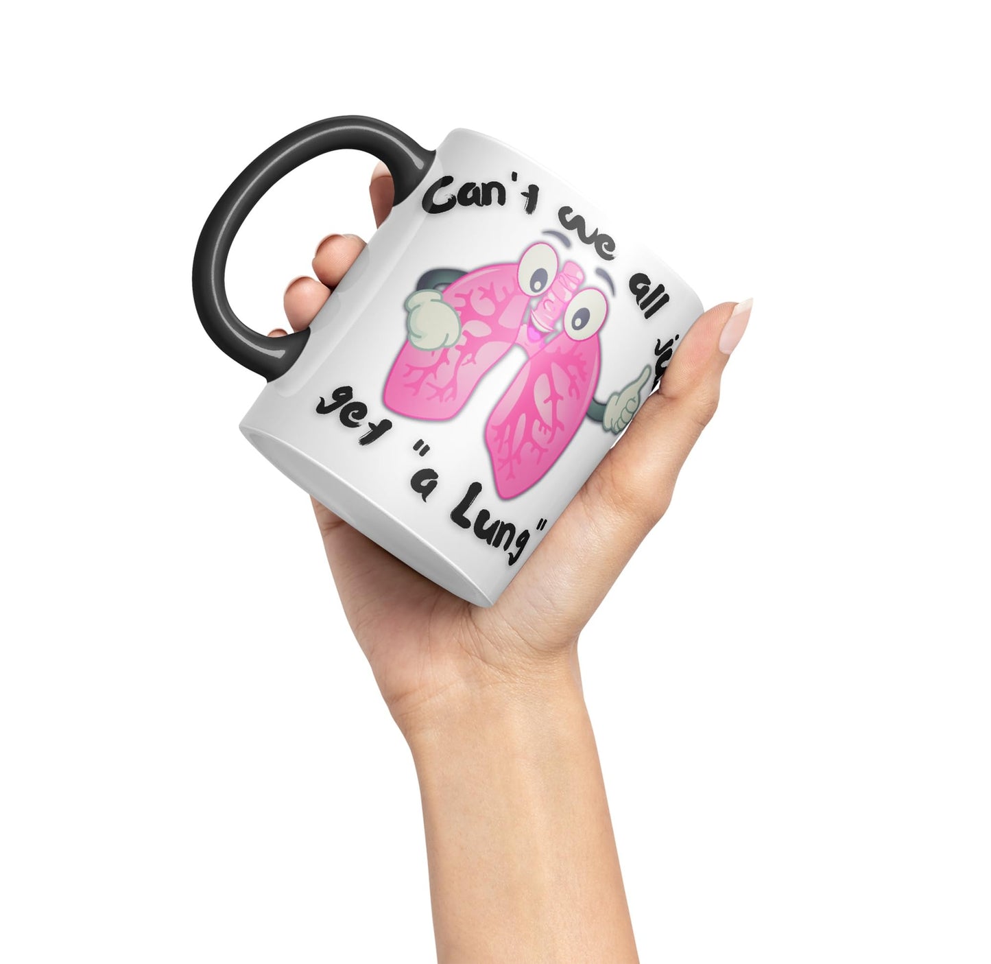 Vixar Anatomy Pun Humor Can't we All just get a Lung Coloured Ceramic 330 ml Mug Cup Gift Birthday Work Office Tea Coffee