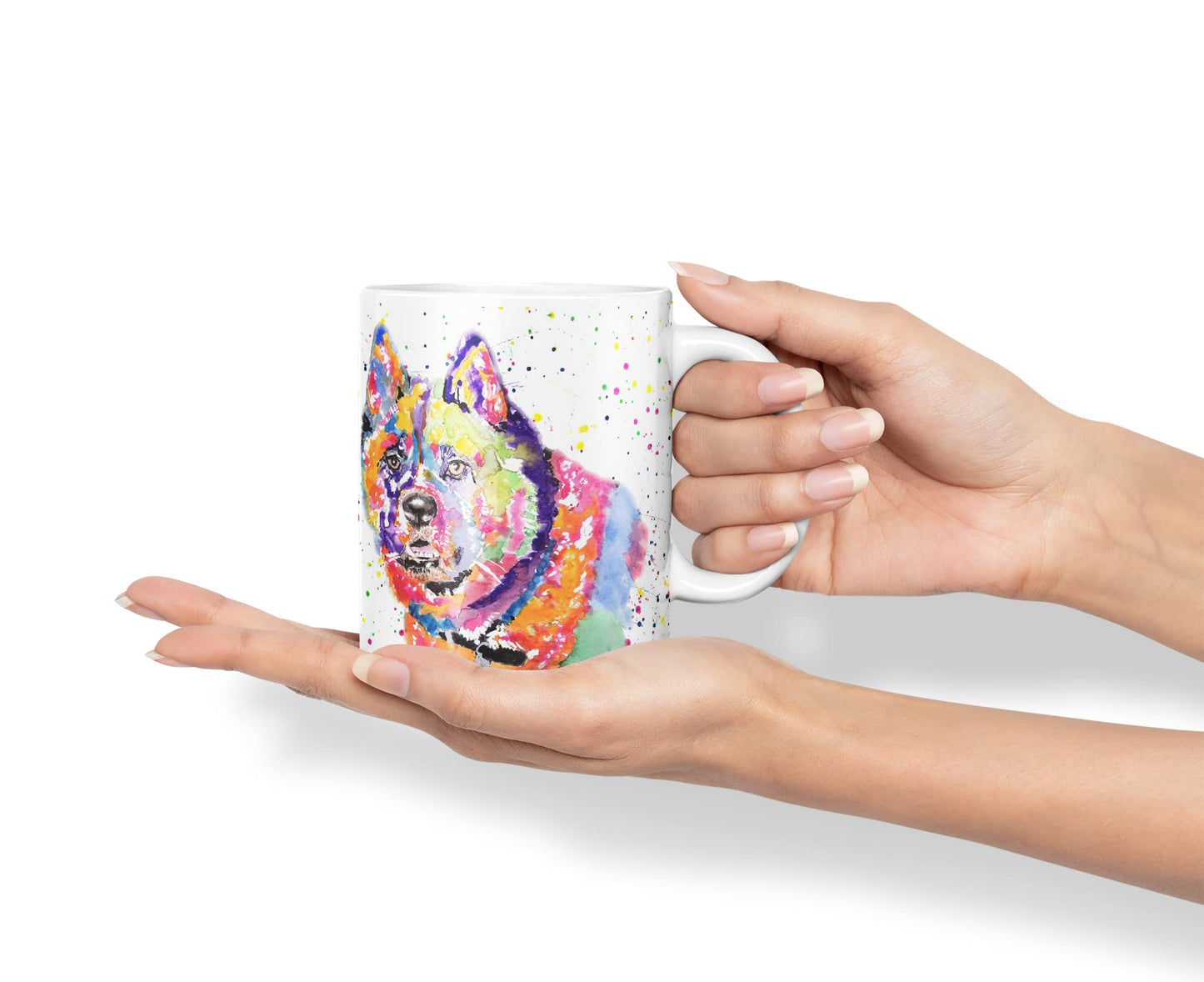Vixar Akita Japanese Dog Breed Pet Animals Watercolour Art Coloured Mug Cup Gift Birthday Work Office Tea Coffee
