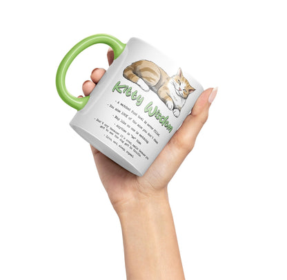 Kitty Wisdom a Watched Food… Live eat Sleep Repeat, cat Sarcastic Joke Ceramic Coloured Mug Cup for Tea Coffee Hot Brew 330ml 11Oz