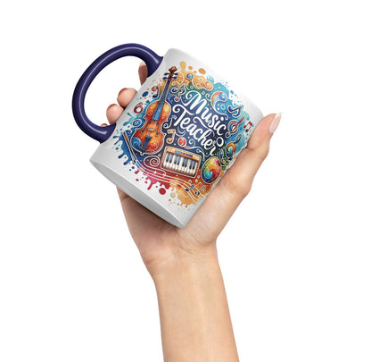 Vixar Music Teacher Mug Thank You, End of School Gift Ceramic Coloured Mug Cup for Tea Coffee Hot Brew 330ml 11Oz Gift