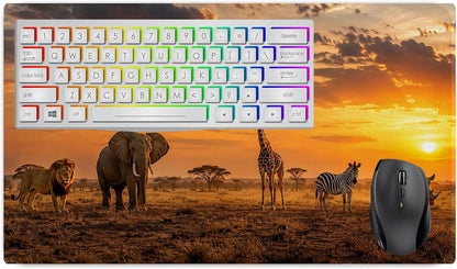 Vixar Safari Animals Large Desk Mat – African Wildlife Fabric Mouse Pad with 3mm Non-Slip Rubber Base, 600 x 350mm